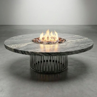 Стол - камин Непал Керамогранит, труба нержавейка, 1600 на 750